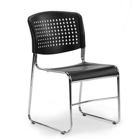 MITYLITE Black Plactic Stacking Chair, Chrome Sled Base SUPERSTACKER